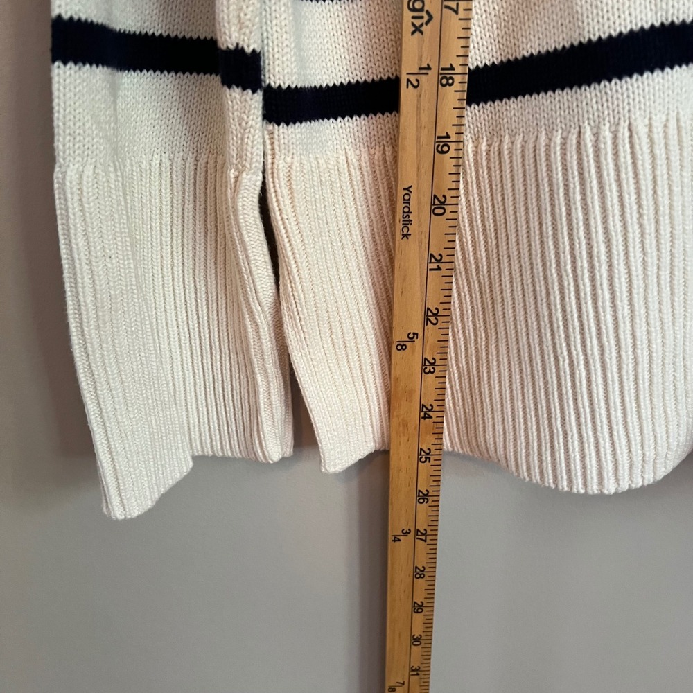 Gap Fisherman Cream Navy Striped Cotton Button Cardigan Sweater S Coastal Preppy - Picture 6 of 8